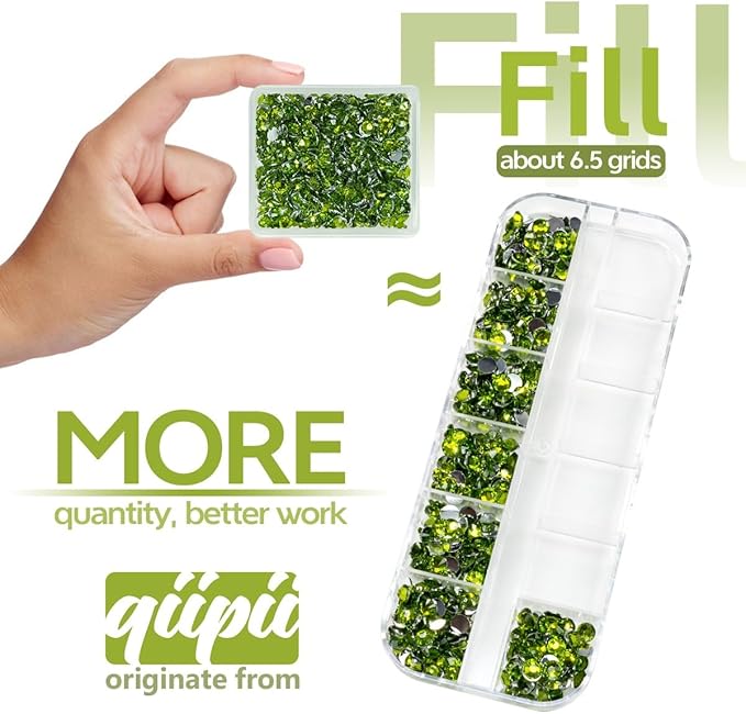 Olive Green Crystal Resin Rhinestones w B7000 Jewelry Glue for Bedazzling Crafting Grass Green Flatback Stones 3mm 4mm 5mm 6mm Diamonds Crystals Gems for Nails Face Eyes Makeup Tumblers Crafts