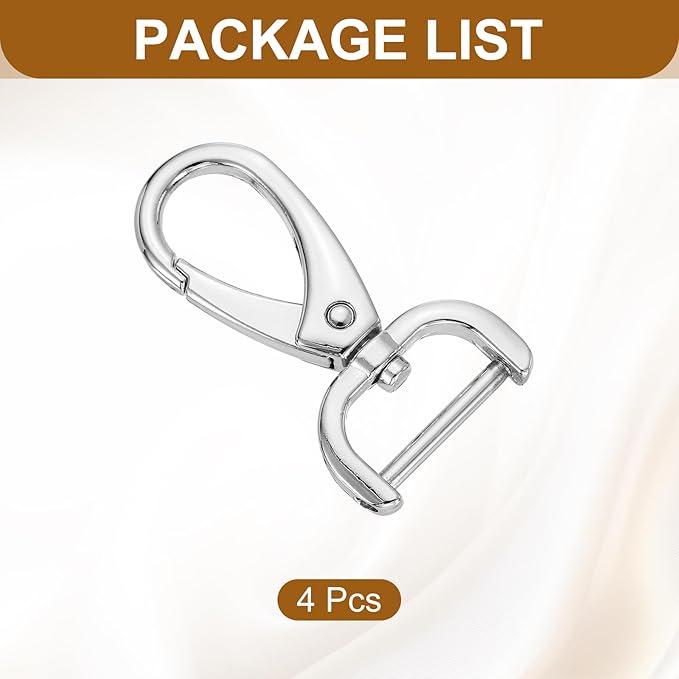 HARFINGTON 4pcs Detachable Snap Hook Swivel Clasp 3/4" (20mm) Zinc Alloy Lobster Claw Clasp for Keychain Lanyard Purse DIY Purse Strap, White