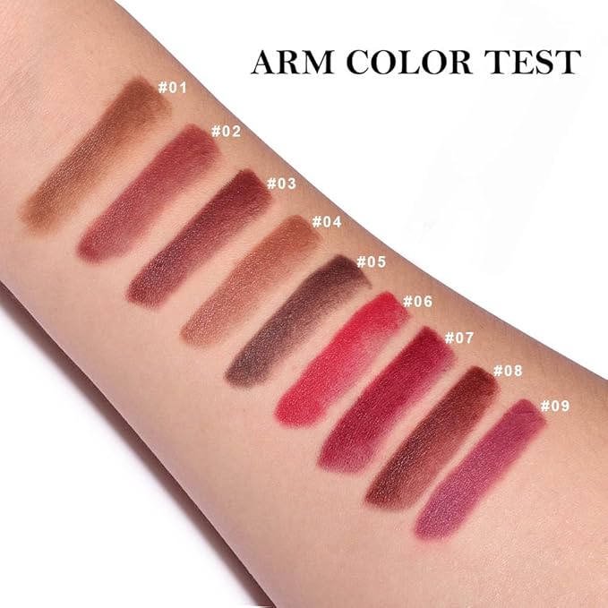 evpct Dark Wine Red Gradient Matte Lipstick Lip Liner Crayon Combo Pencil Set for Women Long Lasting Waterproof, Deep Red Matte Cream Lip Liner and Lipstick Combo Makeup, Flawless Gradual Ombre Effect