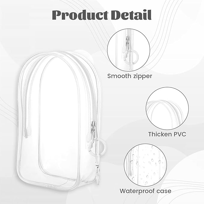 Clear Keychain Pouch, Keychain Figure Display Case for 17cm Doll, Waterproof Hanging Figure Display Bag with Keychains Mini Small Clear Makeup Zipper Pouches Bag Closure for Blind Box Dolls Collection