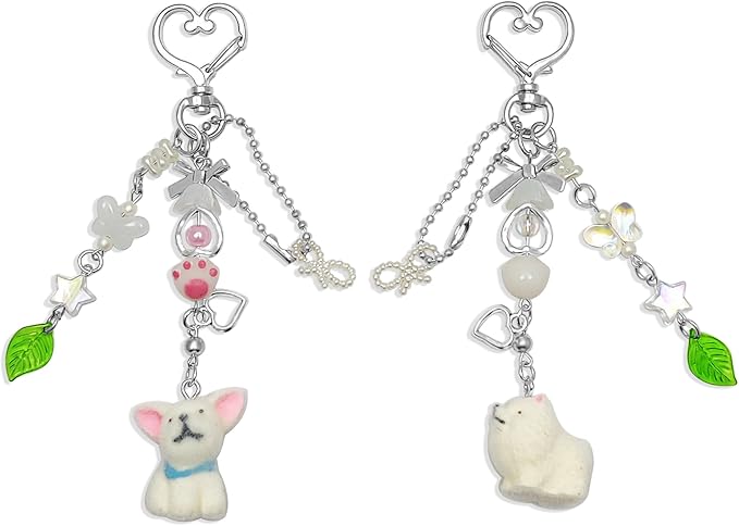 Cute Dog Keychain Fuzzy Dog Puppy Decor Keychain Aesthetic Y2K Bag Charms Stylish Dog Pendant Keychains Accessories