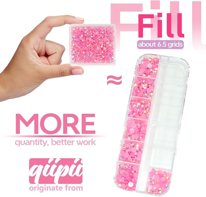 Dark Pink AB Resin Rhinestones w B7000 Jewelry Glue for Bedazzling Crafting 3mm 4mm 5mm 6mm Flatback Jelly Stones Bulk SS10 SS16 SS20 SS30 Diamonds Gems for Nails Face Makeup Tumblers Crafts