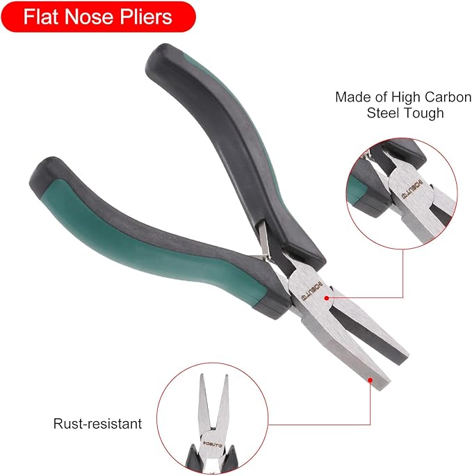 HARFINGTON Flat Nose Pliers 5" Jewelry Pliers Precision Fine Nose Pliers for Jewelry Making Hand Tools Beading Hobby Work Craft