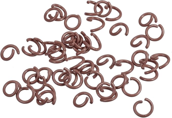 uxcell Open Jump Rings, 8mm Colorful O-Ring Connectors for DIY Crafts Jewelry Making, Carbon Steel, Coffee, 100Pcs
