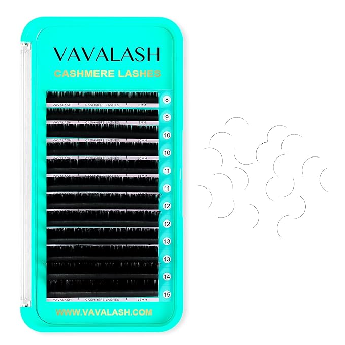 VAVALASH Cashmere Lashes 0.03/0.05/0.07/0.15 Premium Lashes Volume Eyelash Extensions 8-20MM Individual Lashes Soft Matte Black Professional Lashes Extension Tray Supplies (0.15-DD-8-15MM)