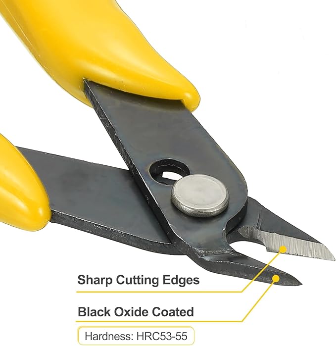 HARFINGTON 2pcs 5" Flush Cut Pliers Small Precision Wire Cutter Side Cutter Diagonal Cutting Pliers for Jewelry Model Electronic 3D Print, Yellow