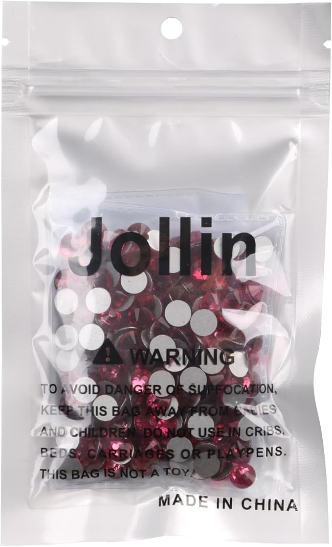 Jollin Glue Fix Flatback Rhinestones Glass Diamantes Gems for Nail Art Crafts Decorations Clothes Shoes 7.2mm (ss34 288pcs, Rose)