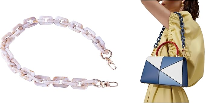 Acrylic Resin Chain Purse Strap 23.6IN Purse Transparent Chain DIYBagChain Gift for Office,Travel & DIY Creator