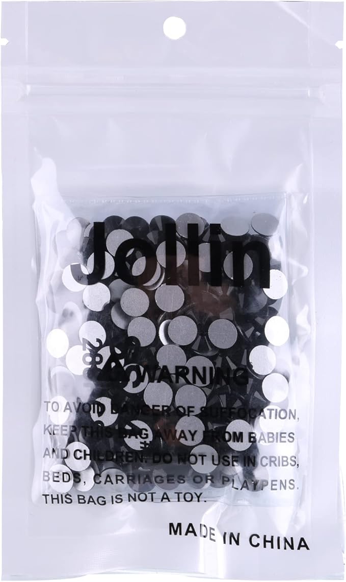 Jollin Glue Fix Crystal Flatback Rhinestones Glass Diamantes Gems for Crafting Nail Art Crafts Decorations Clothes Shoes 7.2mm (ss34 288pcs, Jet)