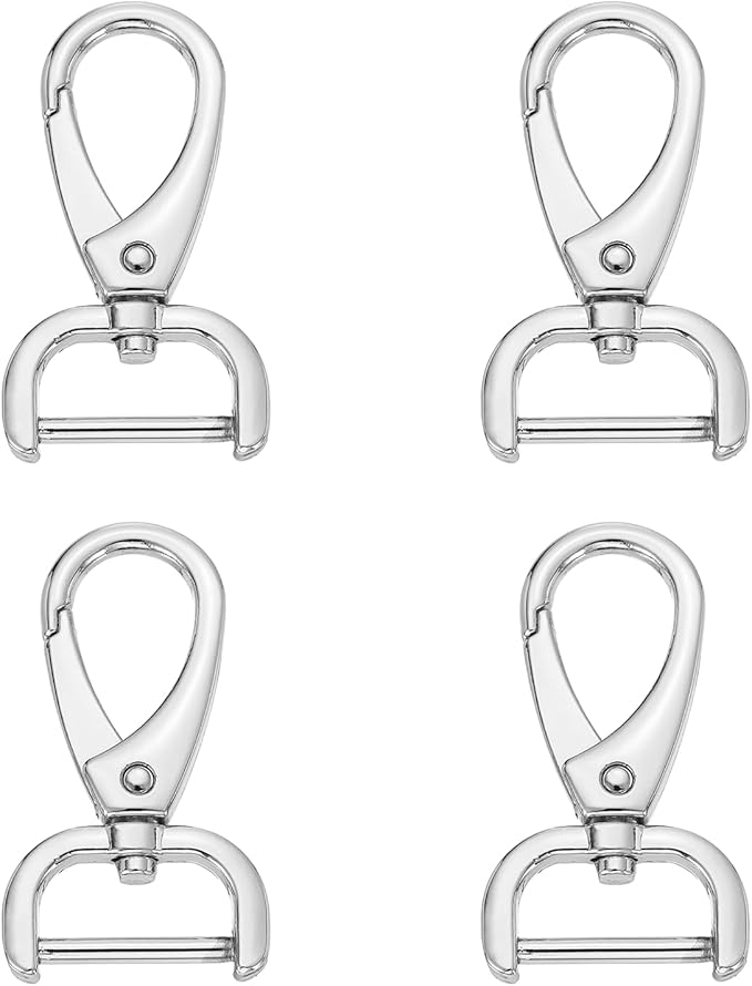 HARFINGTON 4pcs Detachable Snap Hook Swivel Clasp 3/4" (20mm) Zinc Alloy Lobster Claw Clasp for Keychain Lanyard Purse DIY Purse Strap, White