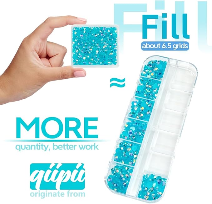 Teal Blue AB Resin Rhinestones w B7000 Jewelry Glue for Bedazzling Crafting 3mm-6mm Turquoise Blue Flatback Jelly Stones Bulk SS10-SS30 Diamonds Gems for Nails Eyes Face Makeup Tumblers Crafts