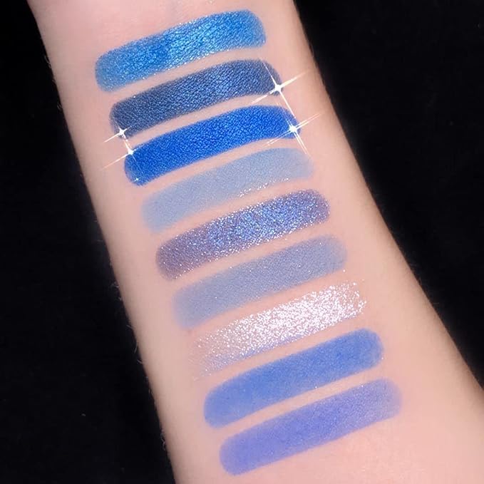 AMY'S DIARY Blue Eyeshadow Palette Eye shadow Makeup,Navy Blue Eyeshadow Shiny Sparkle Shimmer Glitter Eyeshadow Waterproof Pallete,royal blue Glitter Blue Eye Make Up