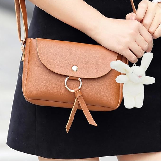 Cute Bunny Plush Keychain for Backpack, 3.5" Inch Mini Rabbit Keychain Purse Charm Pendant Gift for Women