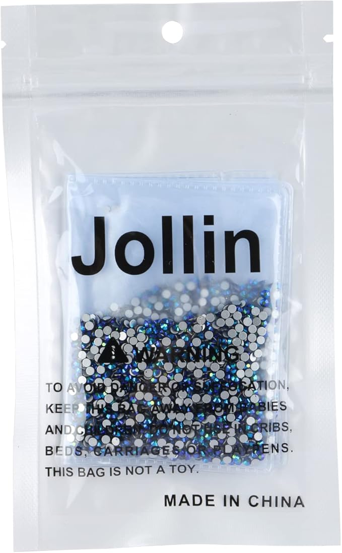 Jollin Glue Fix Crystal Flatback Rhinestones Glass Diamantes Gems for Crafting Nail Art Crafts Decorations Clothes Shoes 2.4mm (ss8 2880pcs, Jet AB)