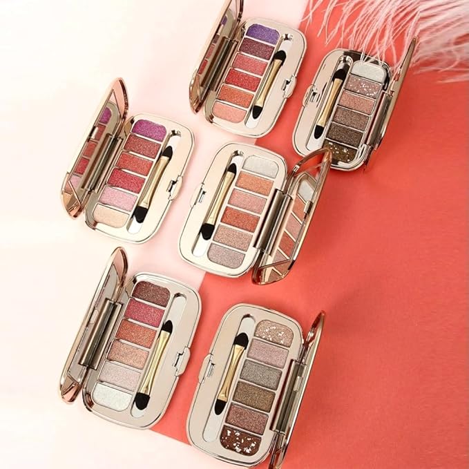 Glitter Eyeshadow Palette, Ultra-Shiny Sparkle Shimmer Eye Shadow with Fine Powder, Natural Pigment, Waterproof Sweat-Proof Long-Lasting Color, Shiny Multi-Color Nude Earth Tone Makeup Palette-6#