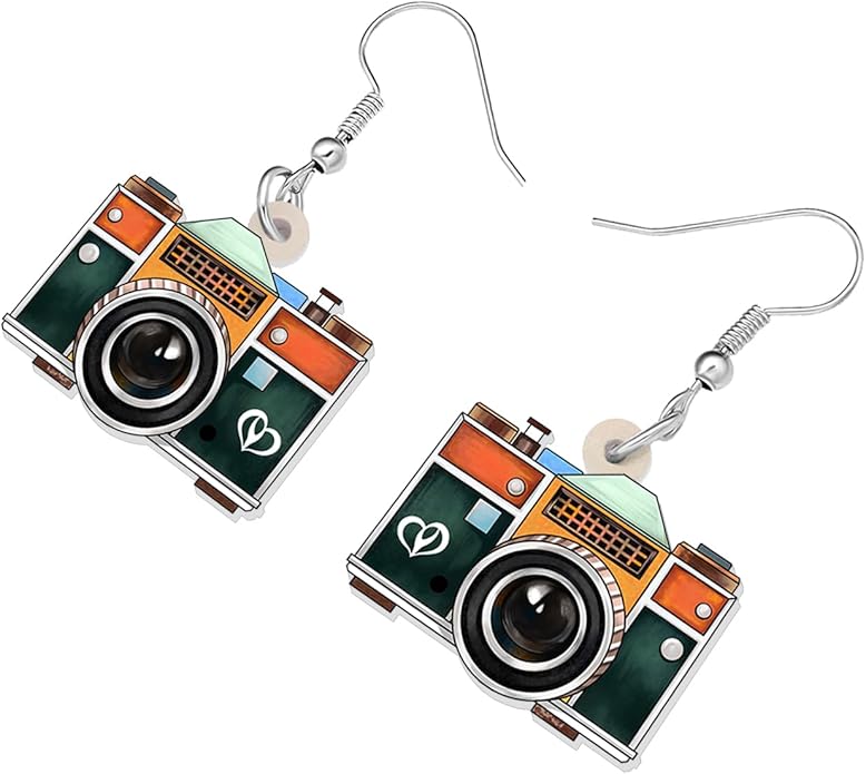 Acrylic Camera Earrings 80s 90s Camcorder Vintage Dangle Lightweight Jewelry Retro Digital Photography For Women Charm Gifts