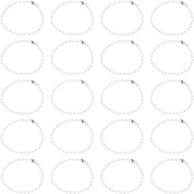 MECCANIXITY 30Pcs 5 Inch Ball Bead Chain, Metal Ball Chain with Connectors for Keychain Hanging Ornament Tag Jewelry Necklace Christmas Decoration,White
