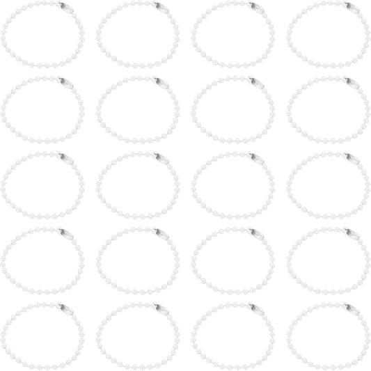 MECCANIXITY 30Pcs 5 Inch Ball Bead Chain, Metal Ball Chain with Connectors for Keychain Hanging Ornament Tag Jewelry Necklace Christmas Decoration,White