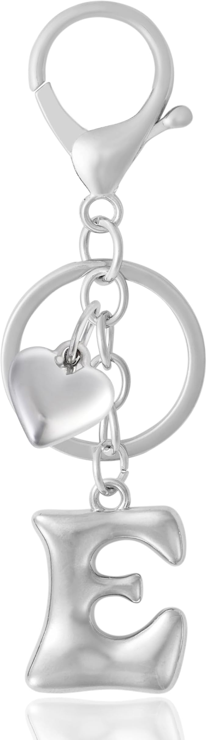 Heart Bubble Letter Keychain for Women, Girls - Cute Keychain with Initial - Alphabet Keychain for Bag Charm, Handbag