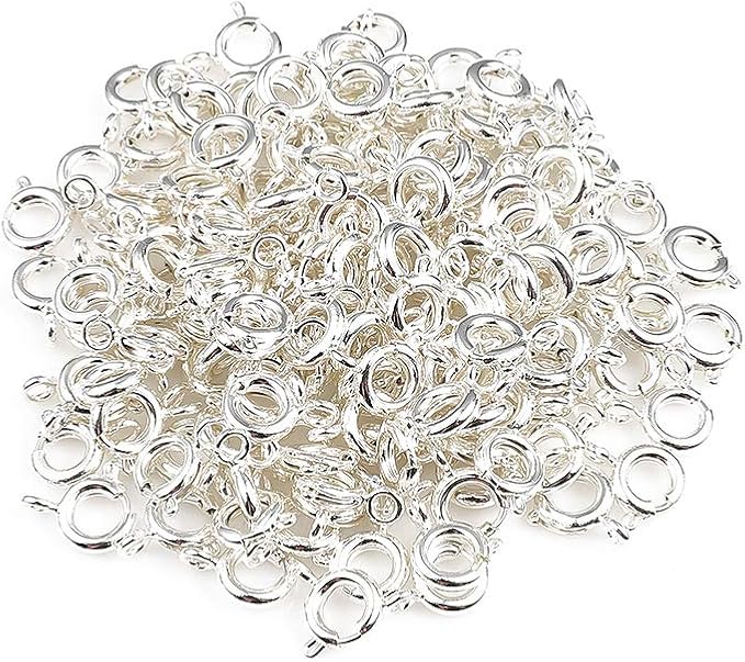Copper Spring Clasps 6mm Silver Plated Claw Clasps for DIY Jewelry Making 150pcs
