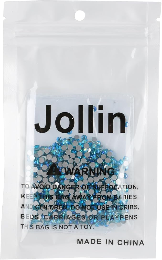 Jollin Glue Fix Crystal Flatback Rhinestones Glass Diamantes Gems for Nail Art Crafts Decorations Clothes Shoes(ss12 1440pcs, Aquamarine AB)