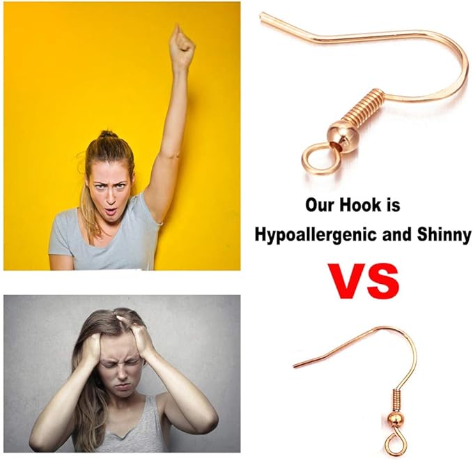 Earring Hooks for Jewelry Making - 120 pcs/60 Pairs Hypoallergenic 14K Gold Ear Wires Fish Hooks for Jewelry Making, Jewelry findings Parts with 120 pcs Rubber Earring Backs Stopper for DIY Earrings