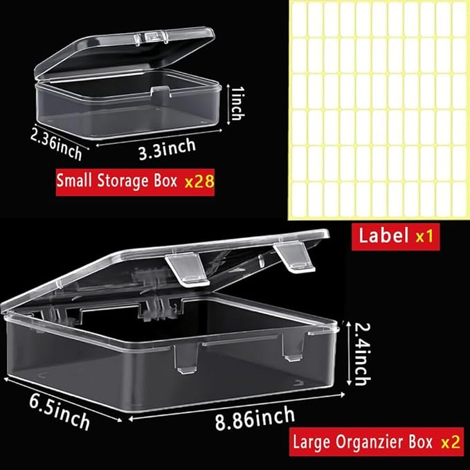 30pcs Bead Storage Containers,Large Bead Organizer Boxes And Craft Storage Boxes For Bracelet Making Diy Jewelry Craft Nails, Bracelets, Jewelry, Diamonds, Clay Beads, Screws,3.3x2.36x0.98Inch