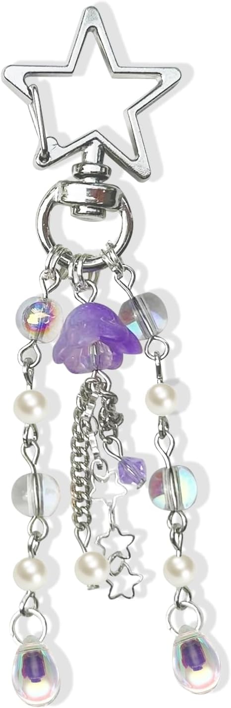 Agromusk Jellyfish Keychain,Cute Y2K Car Keychains for Women Girls Jellyfish Bag Charms Purse Accessories Star Jelly Decor