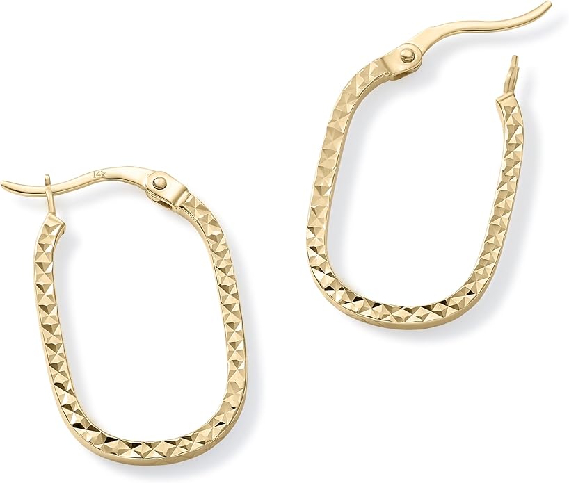 Paperclip Oval Hoops in Real 10K White Gold with a Diamond-Cut Finish | 30mm Length | Real Gold, Stamped for Authenticity