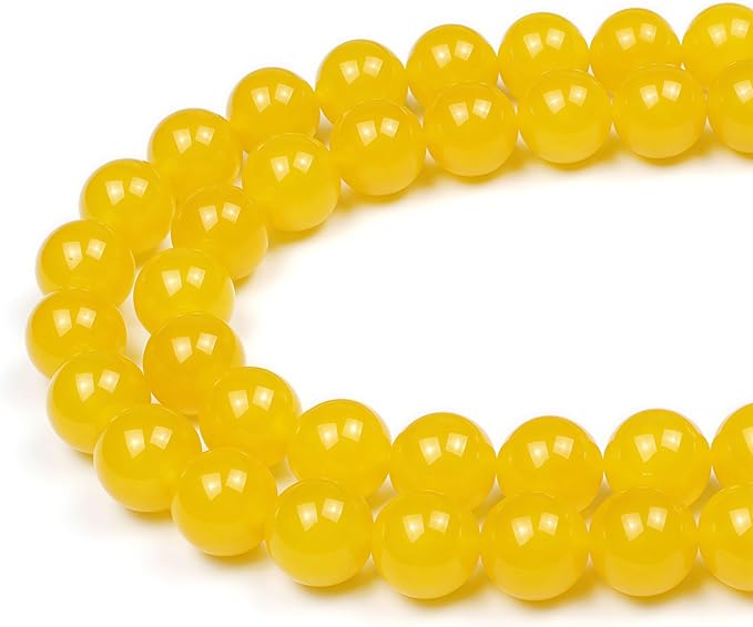 MJDCB Natural Yellow Jade Round Loose Beads for Jewelry Making DIY Bracelet Necklace (6mm)