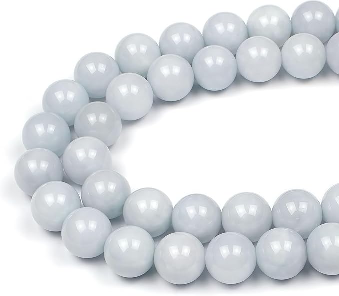 MJDCB Natural Round Aquamarine Gemstone Spacer Loose Beads Spacer Beads for DIY Jewelry Making Strand 15"
