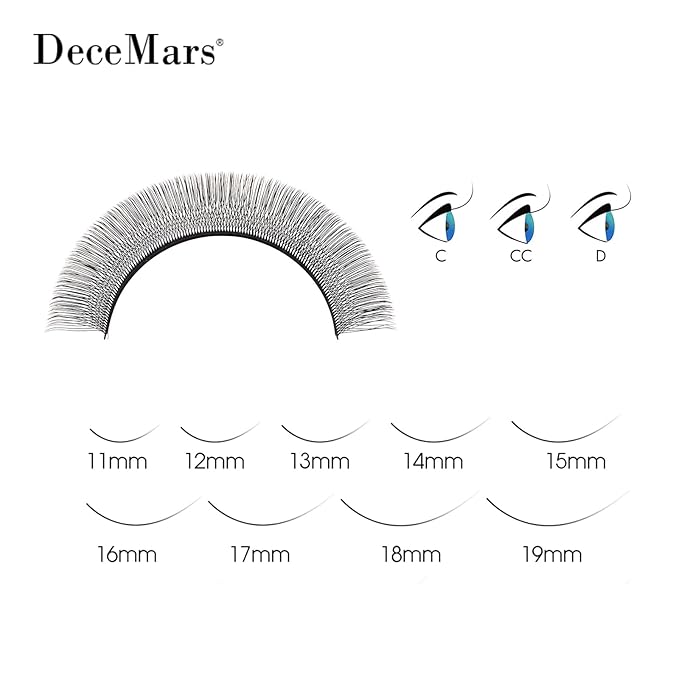 DeceMars 4D U Shaped Eyelash Extensions Supplies Easy Fans Russian Volume Crisscross Eyelashes Natural Soft YY Lash Extensions Handwoven Mesh Wispy Clusters Matte Black-0.07mm-C-8-15mm Mix