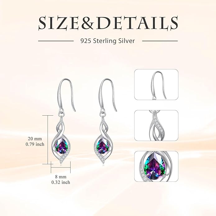 HPQQ Birthstone Earrings for Women 925 Sterling Silver Infinity Love Jewelry Valentines Day Birthday Gifts for Her Mom Wife Girlfriend