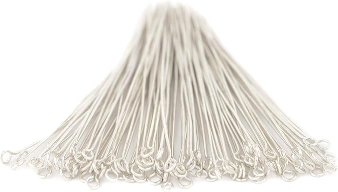 The Bead Chest Silver 21 Gauge 3 Inch Eye Pins (Approx 100 Pieces)