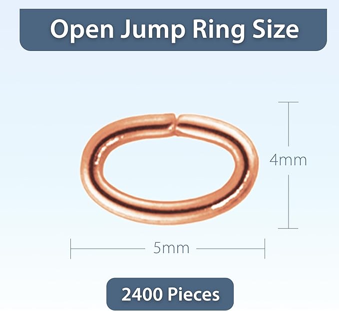 Mandala Crafts 5X4mm Rose Gold Oval Jump Rings Jewelry Findings Metal O Rings for Jewelry Making Supplies - 2400 Small Open Jump Rings Kit for Necklace Earring