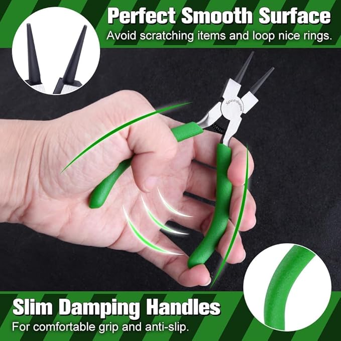 SPEEDWOX Mini Round Nose Pliers for Jewelry Making - 5 Inch Small Wire Looping Pliers with Tapered Jaw and Micro Fine Precision Tips - Professional Beading and Craft DIY Tools