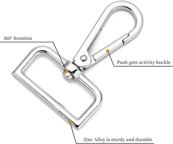 9 Pcs D Ring Swivel Lobster Claw Clasp Push Gate Snap Hooks Trigger Clips for DIY Crafts Keychain Purse Handbag Making,1-1/4 Inch Silver