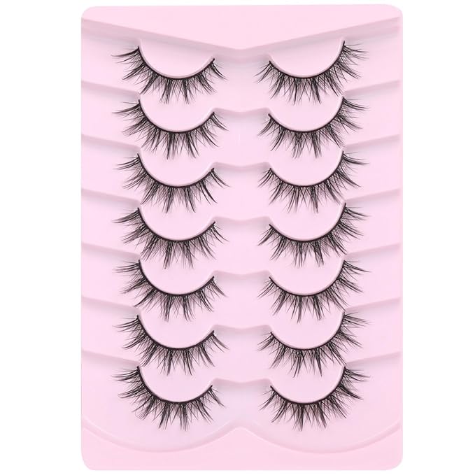 Kiromiro Anime Lashes False Eyelashes Natural Look Wispy Lashes Manga Fake Eyelashes with Spikes Fairy Strip Eyelashes Pack Gyaru Style, 7 Pairs