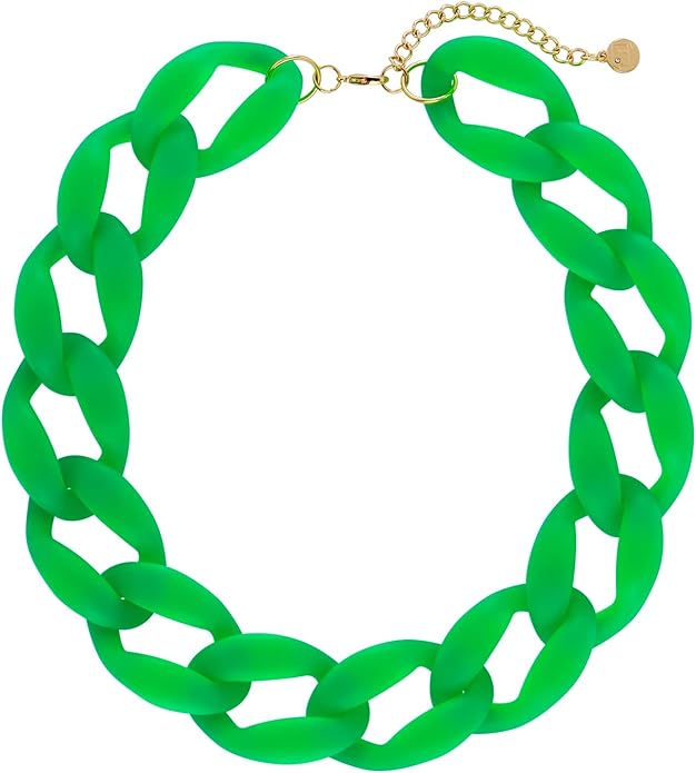 Firstmeet Chunky Acrylic Necklace Smooth Chain Link Cool Statement Choker Cuban Style Jewelry Gift for Women