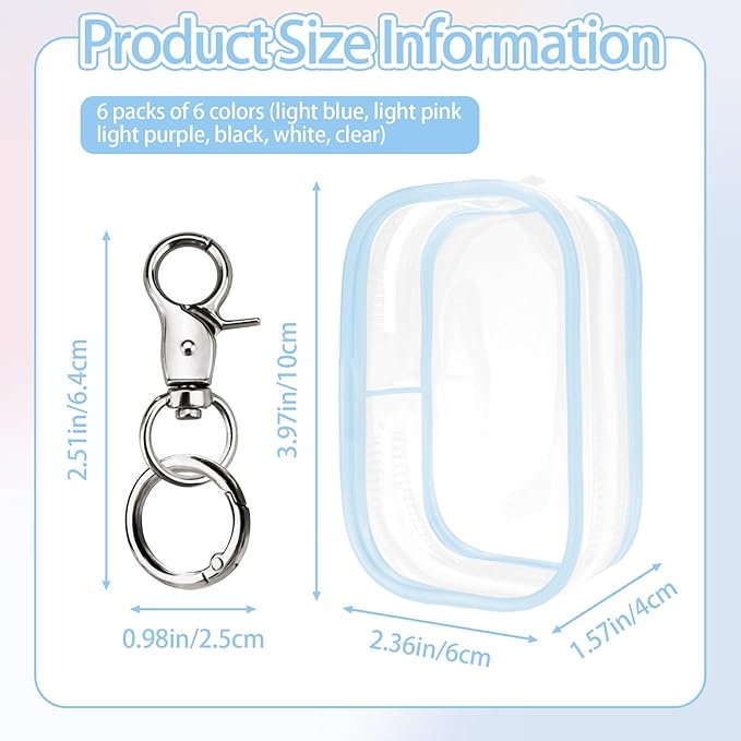 6 Pcs Clear Figure Display Bag with Keychain, Zipper Clear Display Case, Mini Doll Pouch for Figures Collectibles
