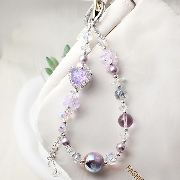 Beaded Phone Wrist Strap,Crystal Keychain Wristlet,Camera Strap Wrist,Cute Phone Chain Wristlet Purse Bag Charms