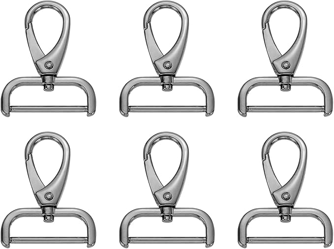 HARFINGTON 6pcs Detachable Snap Hook Swivel Clasp 1 1/4" (32mm) Zinc Alloy Lobster Claw Clasp for Keychain Lanyard Purse DIY Purse Strap, Gun Black