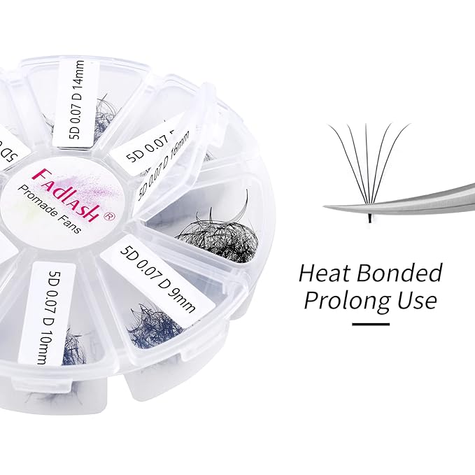 Volume Lash Extensions 1000pcs Premade Fans Eyelash Extensions Promades Eyelash Loose Fans Pointed Base 5D/8D/10D/12D/14D/16D 9-16mm/15-20mm Mixed Tray Avalible (5D-0.07D, 9-16mm)