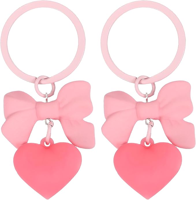 PATIKIL Cute Heart Keychain for Women, Bow Heart Purse Charm Bag Charm Accessories for Handbag Car Purse Backpack Wallet