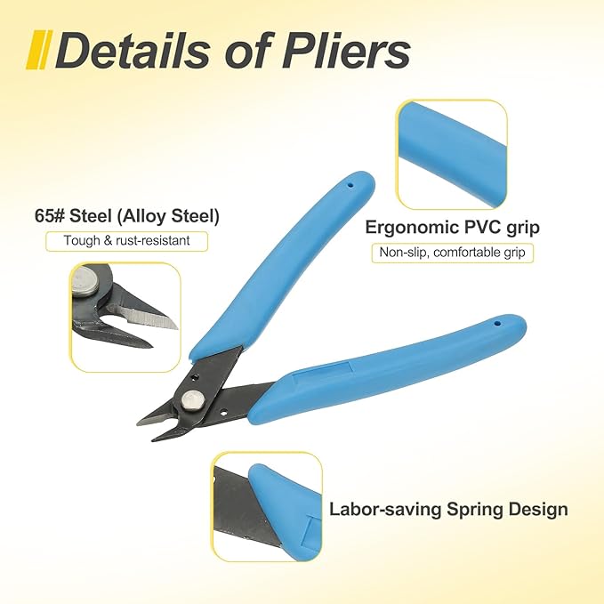 HARFINGTON 2pcs 5" Flush Cut Pliers Small Precision Wire Cutter Side Cutter Diagonal Cutting Pliers for Jewelry Model Electronic 3D Print, Light Blue