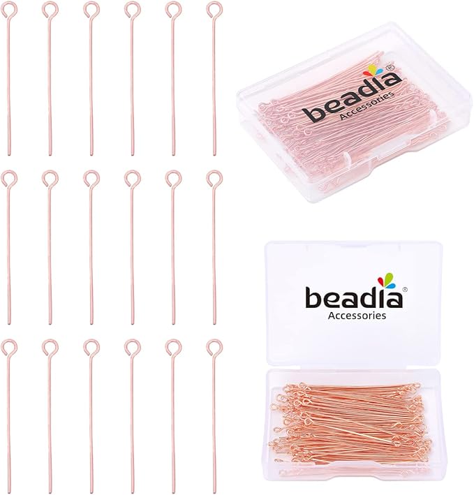 Rose Gold Plated Open Eye Pins Non Tarnish 50mm 100pcs for Jewelry Making Findings