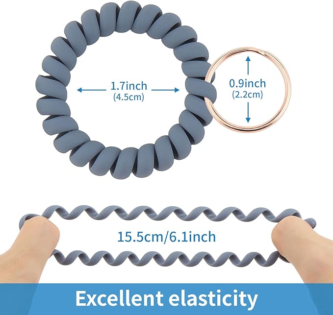 Spiral Keychain Stretchy Wrist Coil Bracelet Key Chain Waterproof Wristlet Key Holder for Pool, Sauna, Sports, Gym