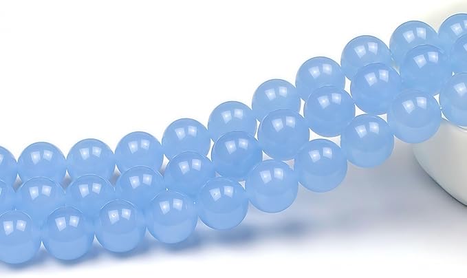 MJDCB Natural Aquamarine Chalcedony Round Loose Beads for Jewelry Making DIY Bracelet Necklace (12mm)