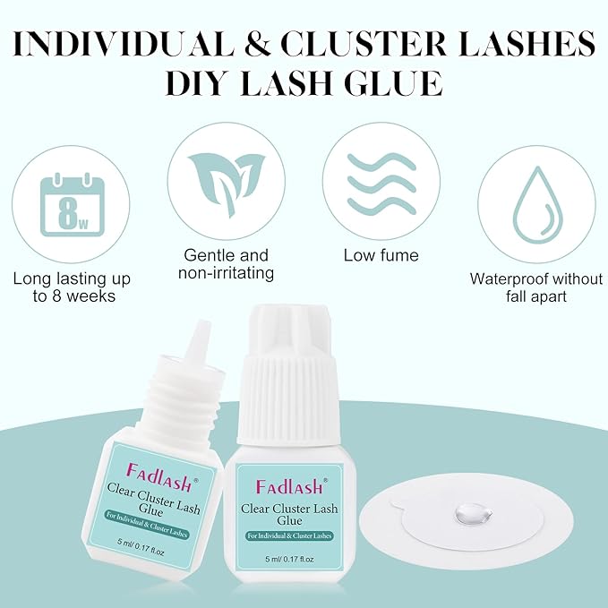 Lash Cluster Glue Fast Drying Long Lasting DIY Waterproof Clear Lash Glue for Eyelash Clusters for Self Application