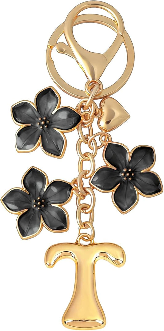 Snycler Bubble Initial Keychain Graceful Flower for bags car remote–A-Z Letter Charms for Women